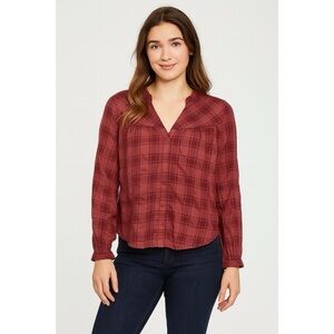 Anthropologie x Cloth & Stone Berry Plaid Button Down Blouse
